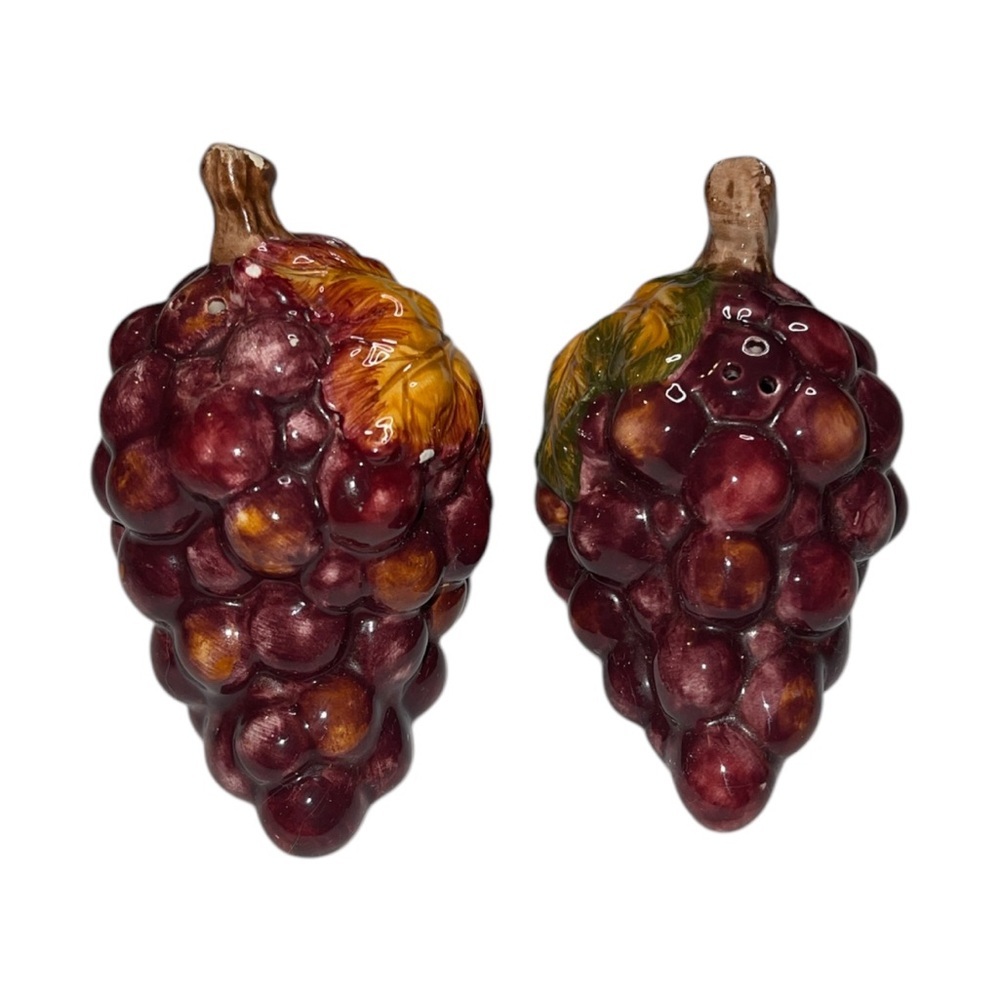 Vintage BICO China Salt & Pepper Shakers | Autumn Leaves and Grape Pattern